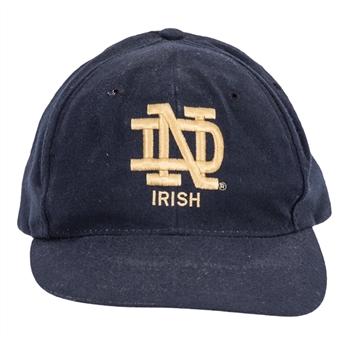 1996 Lou Holtz Record Breaking Game Worn & Signed/Inscribed Notre Dame Hat Worn to Break Knute Rocknes Record for Most Games Coached at Notre Dame on 9/14/96 (Holtz LOA)